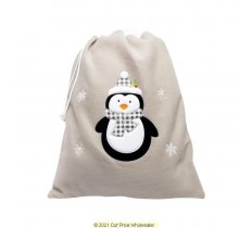 Deluxe Plush Silver Penguin Christmas Sack 50cm X 70cm