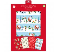 Christmas Gift Wrap 8 Sheets 50 x 50cm ( Assorted Designs )